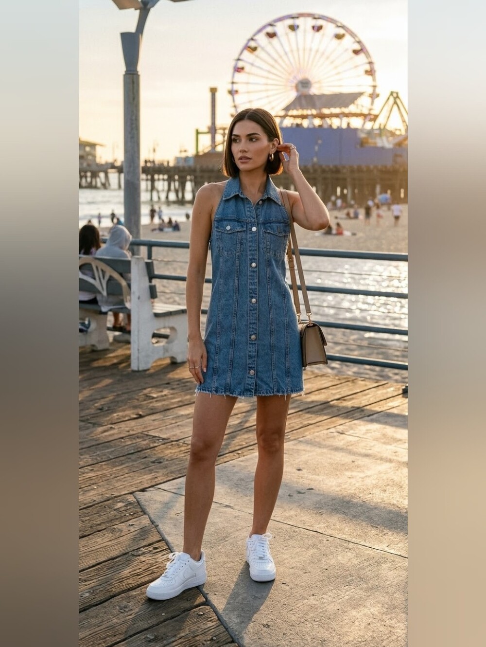 ZARA Classic Blue Denim Halter Dress - S